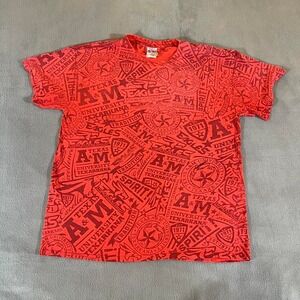 Y2K All over Texas A&M University‎ Texarkana Eagles Graphic Print T-Shirt Red